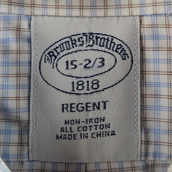 Brooks Brothers Non-Iron 15 2/3 Blue Check Cotton Regent Men Shirt Long Sleeve - Picture 9 of 16